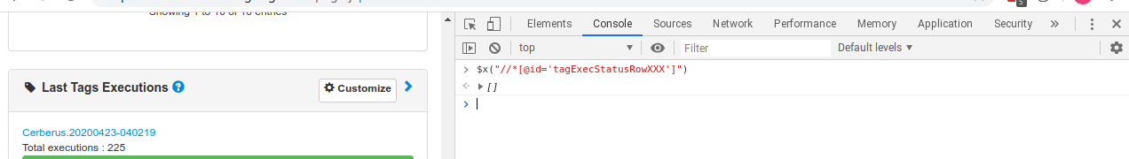 XPath Chrome Console