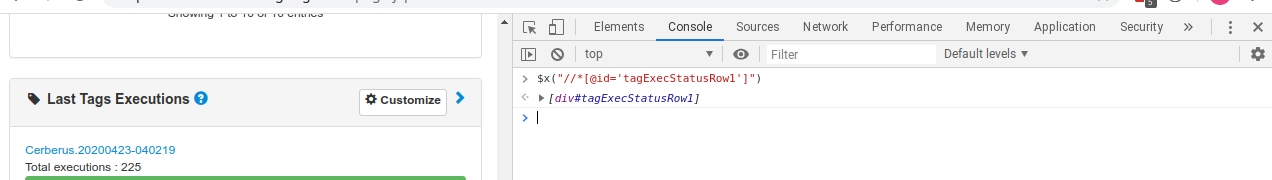 XPath Chrome Console