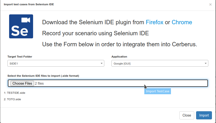 Import From Selenium IDE